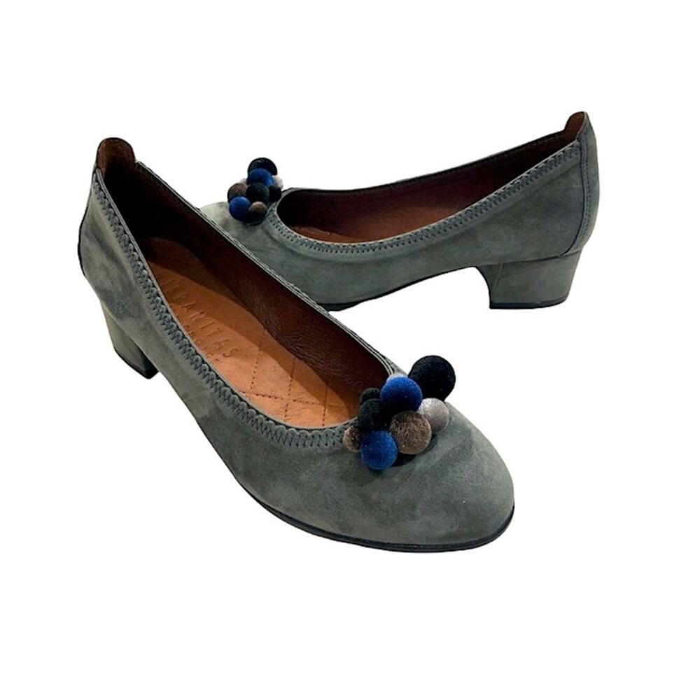 Hispanitas Pump Heels Jedda Pom Pom Suede Gray